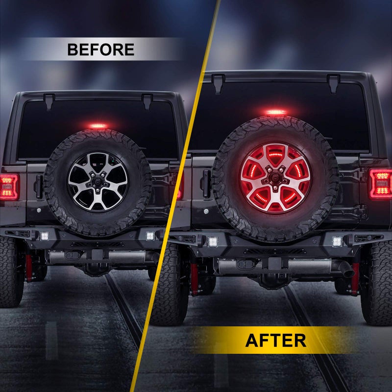 SUPAREE Plug and Play Spare Tire Brake Light Wheel 3rd Third Brake Light JL Spare Tire Light fits for Wrangler JL JLU 2018-2025 with Back Up Camera - Image 4